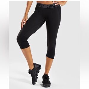 Gymshark Flex Cropped Leggings- BlackMarl/Charcoal